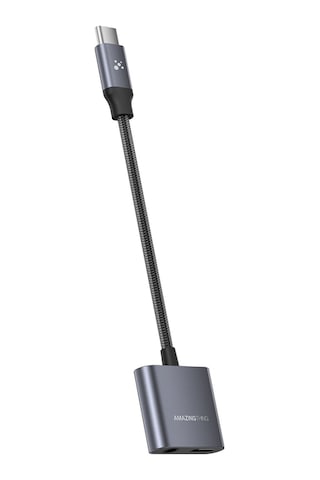 Amazingthing Thunder Pro 2in1 Type-c To 3.5mm Hi-fi Aux Çevirici Ses Adaptörü Gri
