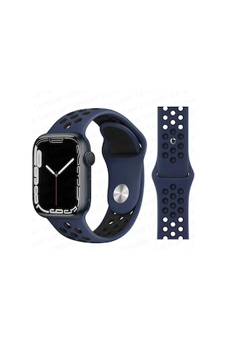 Apple Uyumlu Watch 9-8-7-6-5-4-3-se / 38-40-41 Mm Delikli Nike Silikon Spor Kordon