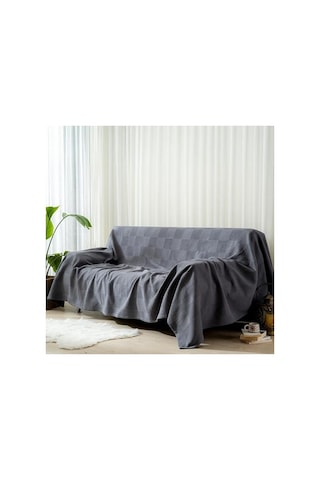Koyu Gri Waffle Desenli Tek Kişilik Pike, 160x230 Cm, 100% Pamuk Açık Indigo