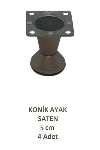Adilon Konik Ayak, Zamak, Saten, 5 cm, Dolap, Mobilya, Puf Ayağı (4 Adet)