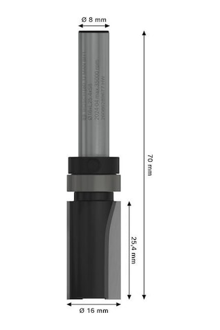 Bosch Pro 16x25,4 Mm Üst Rulmanlı Gömme Trim Freze Ucu 2608629677