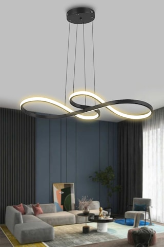 Yol Modern Sarkıt Mutfak, Balkon Led Avize - Kumandalı / Siyah Siyah