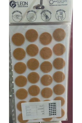 Hyk Group Mobilya Masa Sandalye Koltuk Ayağı Kaydırmaz Ses Önleyici Keçe Yapışkanlı 28 Mm 28 Adet Kahverengi