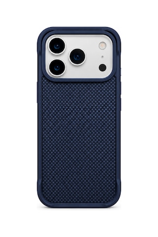 İphone 17 Pro Max Uyumlu Magsafe Özellikli Fiber Kaplamalı Fiber Telefon Kılıfı Mavi