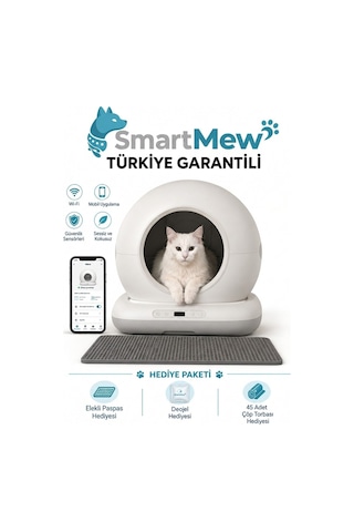 Sce001 Akıllı Otomatik Kedi Tuvaleti 75 Litre Hazneli, Kendi Kendini Temizleyen, Koku Önleyici Özelikli Kedi Kumu Kabı 2 Yıl Garantili