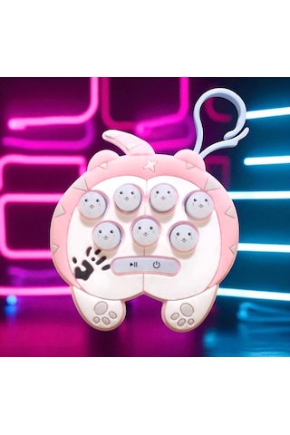 Yüksek Kalite Mini Pembe Popit Yeni Nesil Anahtarlıklı Popit Oyuncak Popit Sesli Led Işıklı Popit