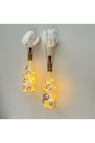 Nazar Boncuklu Şişe Duvar Dekor Apliği 2 Li Set Mavi