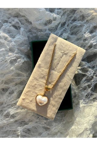 Pearl Heart Gold Kolye Altın