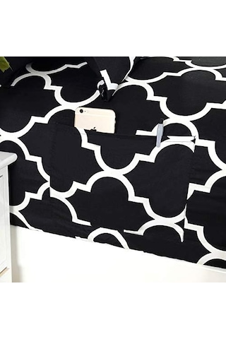 Elegant Comfort Lüks Yumuşak Yatak Çarşafları Dört Yapraklı Desenli 1500 İplik Sayısı Perkal Mısır Kalitesinde Yumuşaklık Kırışma Ve Solmaya Karşı Dayanıklı 6 Parça Yatak Seti, King, Siyah 50 x 22