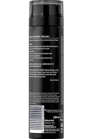 Men Erkek Tıraş Jeli Deep Dimension Aktif Karbon 200ml, Kusursuz Ve Kaygan Tıraş, Sakal Temizleyici