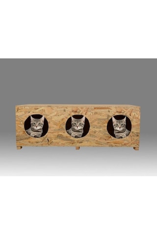 Doğal Kedi Kumu + Sudan Etkilenmez Dış Mekan Barınak Kedi Evi 90 x 39 x 32 CM