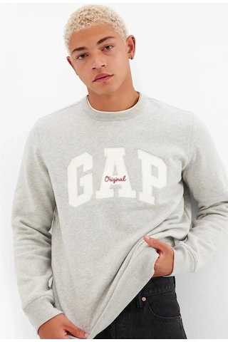 Gap Logo Bisiklet Yaka Sweatshirt-12711 Gri