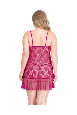 Arias Closet Büyük Beden Vişne Kısa Tül Gecelik Vişne