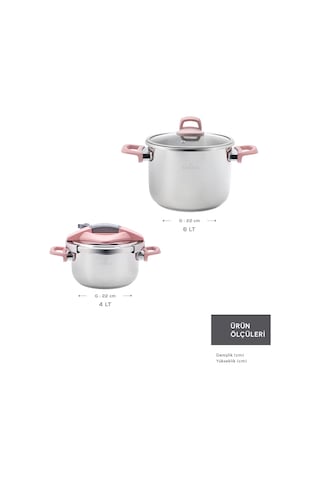 Karaca Perfect Pink İndüksiyon Tabanlı Düdüklü Tencere Seti 4+6 Lt