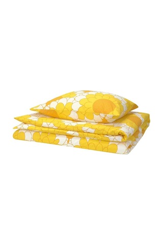 Ikea Kransmalva Tek Kişilik Nevresim Takımı 150 X 200 Cm Beyaz - Sarı