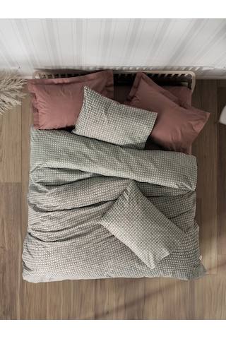 Cotton Box Petite Çift Kişilik Lastikli Çarşaflı Nevresim Takımı Mote Kiremit