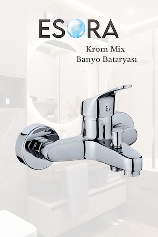 Modern Mix Krom Kaplama Banyo Duş Bataryası Musluğu Çeşmesi