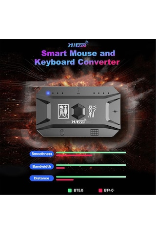 Ximistore9 M1 Pro Taşınabilir Bluetooth 5.0 Oyun Klavyesi Ve Adaptör, Android/ios Uyumlu, Tek Elle Kullanım, Telefon Tutucu İçerir Siyah