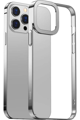 Baseus Glitter Apple iPhone Uyumlu 13 Pro Max 6.7inç Kılıf Renkli Kenar Şeffaf Silikon- 5775 Mavi
