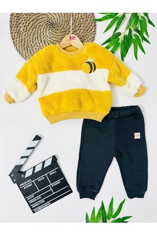 Happy Bee Peluş Omuzdan Çıtçıtlı Kışlık 2 Parça Takım Sari