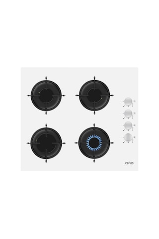 Carino 4 Fonksiyon Mekanik Beyaz Power Turbo 3'lü Cam Ocaklı Ankastre Set Fırın+Ocak+Davlumbaz