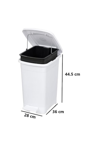Omnipazar Elf-i342 Slim Pedallı Plastik Çöp Kovası İç Kovalı 25 Lt Beyaz