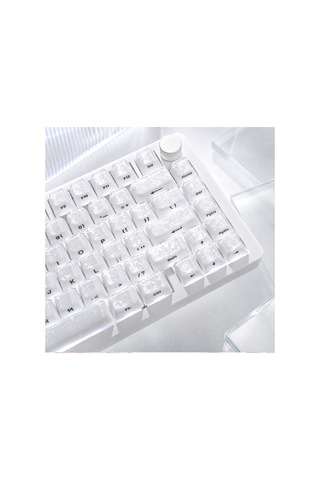 Leaven 128 Tuş Pbt Keycap Seti - Karbon Fiber Şeffaf Cherry Mx Uyumlu Rgb Klavye Tuşları - Şeffaf