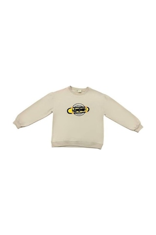 Erkek Çocuk London İşlemeli Sweatshirt-14233 Taş