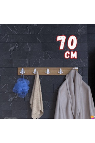 Modilayn Arı Serisi 66,4x9,6 Cm 5' Li Set 15 Kancalı Banyo Askısı Ekstra Düzen Ve Yer Tasarrufu Safir Meşe
