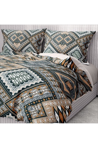 Monohome Premium Luxury Çift Kişilik Nevresim Takımı 3d Pamuk Saten Otantik-1569 - Lastikli Çok Renkli