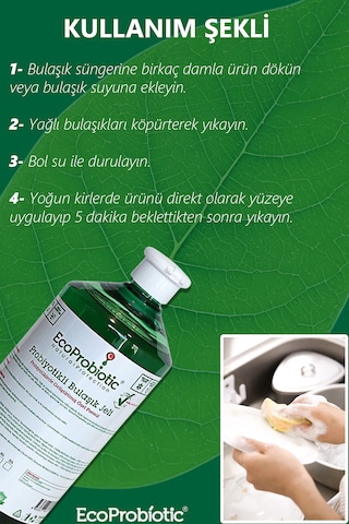 Probiyotikli Bulaşık Jeli 1 Lt. Temiz İçerikli, Çevre Dostu, Ağır Kimyasal İçermez