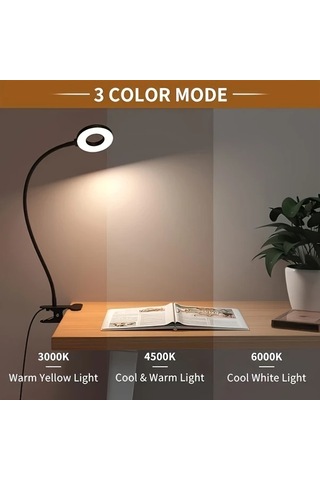 Boatshop1 Modern Usb Şarjlı Siyah Led Klipsiz Masa Lambası 360 Ördek Boyunlu Ayarlanabilir Parlaklık Ofis Okuma Video Konferans İçin Uzay Temalı Tasarım Siyah