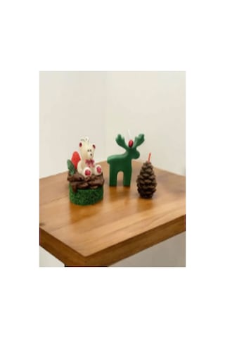3 Lü El Yapımı Doğal Mum Set Yeşill