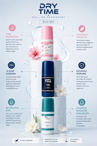 Dry Tıme Deodorant Roll-on 3'lü Set
