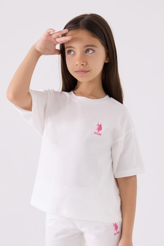 U.S. Polo Assn. Kız Çocuk Beyaz Bermuda Takım Beyaz