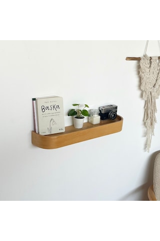 Ahşap Doğal Masif Duvar Rafı Meşe