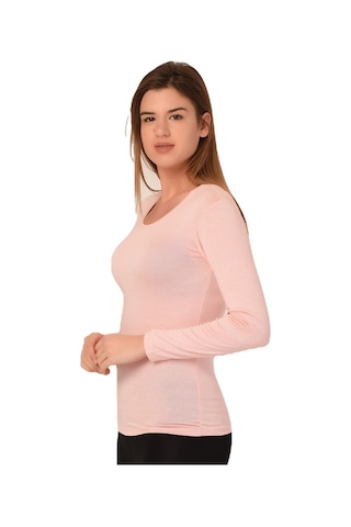 Disentis Yuvarlak Yaka Uzun Kollu Viskon Somon Body