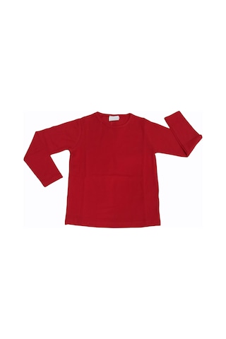 Özdemirli Bebe Basic Düz Bisiklet Yaka Uzun Kollu Likralı Badi Sweat T-shirt KIrmızı