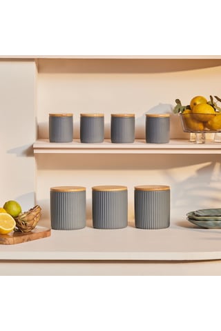 Karaca Massimo 7'li Seramik Vakum Kapaklı Baharat Takımı Antrasit Antrasit