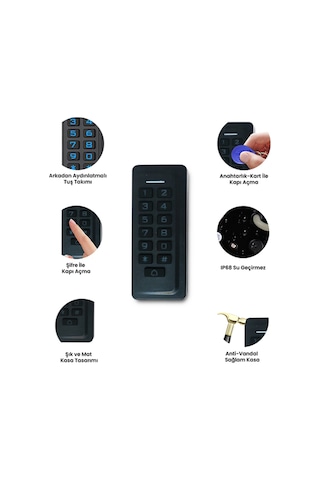 Sr-206 Em-w Ip68 Su Geçirmez Kartlı Ve Şifreli Geçiş Sistemi Proximity Rfıd Kart Okuyucu 125 Khz 1 Adet