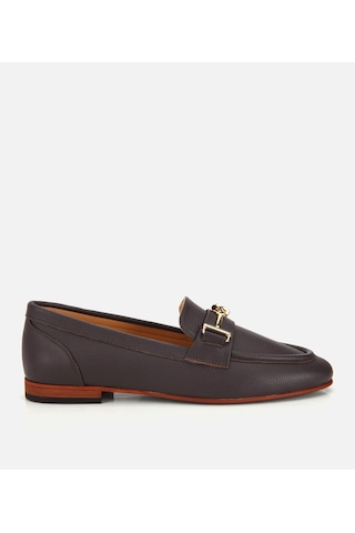 Hotiç Kadın Deri Kahverengi Yumuşak Dokulu Tokalı Klasik Loafer