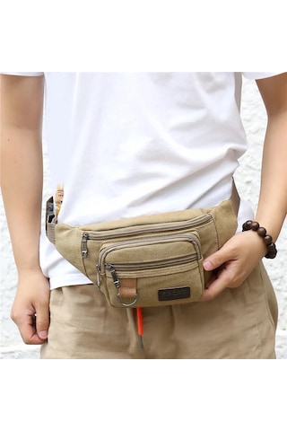 Göğüs Çantası Kanvas Bel Çantası Kadın Erkek Kemer Çantası Moda Haki