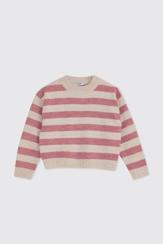 Panço Kız Bebek Çizgili Triko Pembe Kazak