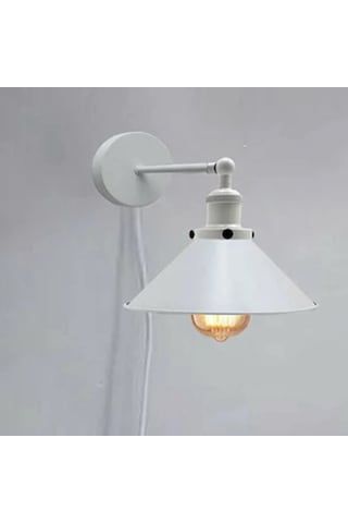 Riolight Retro1,vintage1,rustik1 Beyaz Hareketli Başlık Kablolu Fişli Duvar Aplik Şapka Çapı:23cm Rio Light