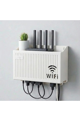 Buffer Duvar Tipi Wi-fi Modem Saklama Kutusu Beyaz Kablo Düzenleyici Router Raf Organizer
