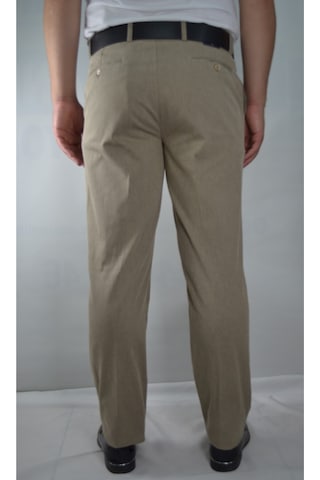 Battal Erkek Cizgili Reguler Pamuk Pantolon Bej