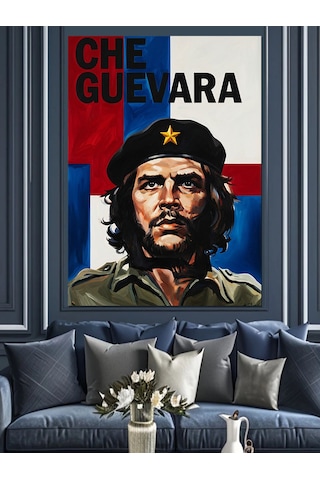 Che Guevara Politik Portre Dekoratif Kanvas - Mdf Ahşap Tablo