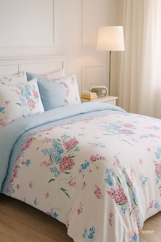 Çift Kişilik Pamuklu Nevresim Takımı Krizantem Desenli Renkli