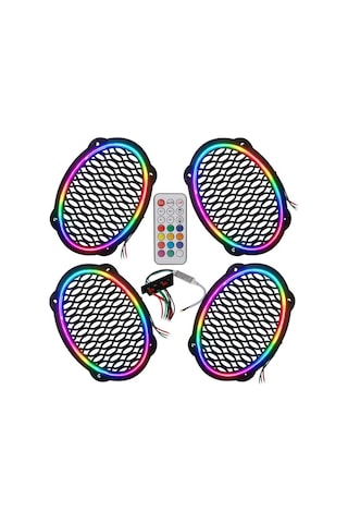 Poke Pk-5653 4 Adet Oval Oto Hoparlör Kapağı Kumandalı Pixel Ledli Rgb Animasyonlu Kapak