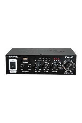 Nwork AV-100 USB - SD - Bluetooth Destekli 100 Watt Stereo Anfi